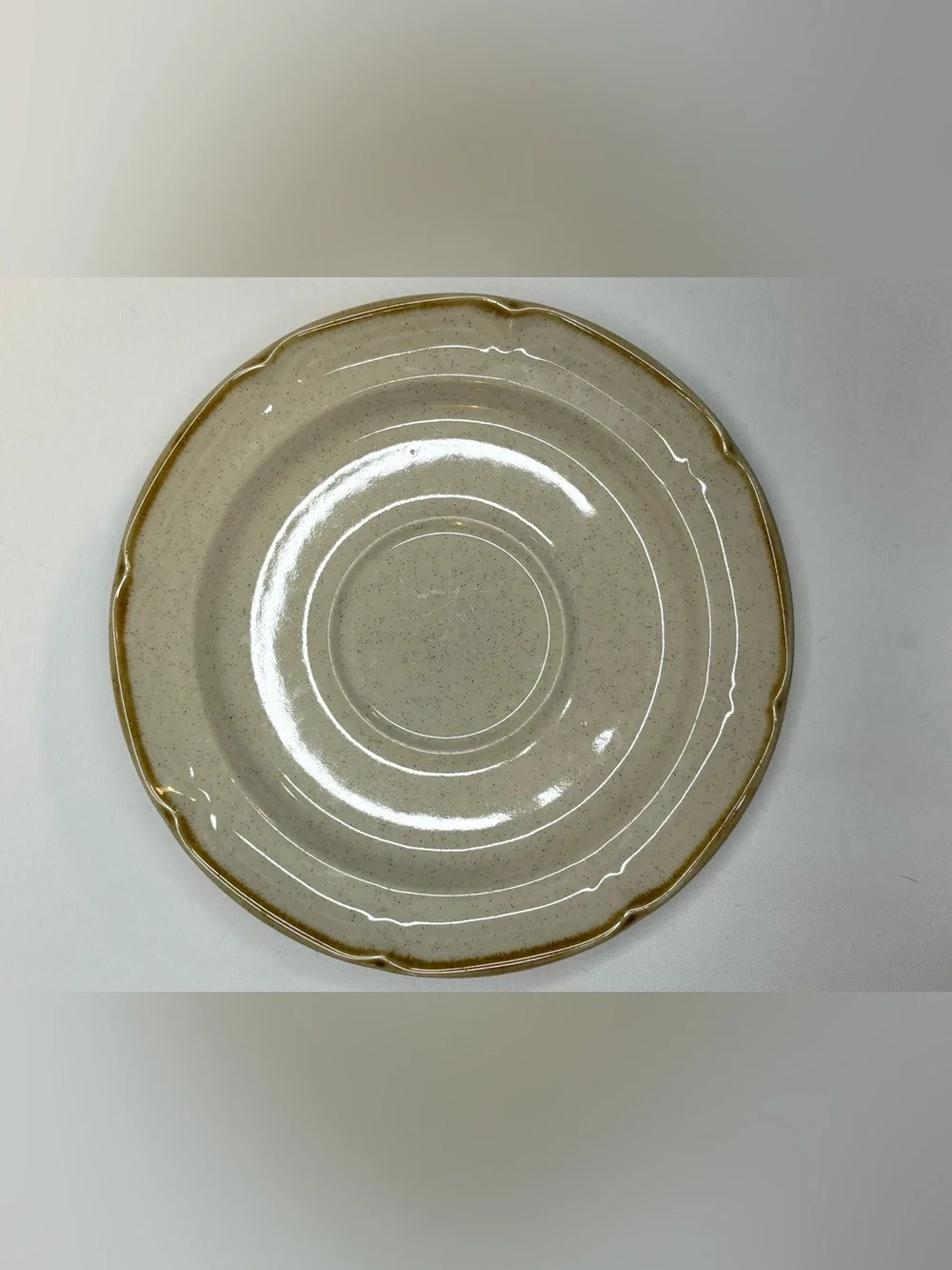 Vtg Hearthside Stoneware Saucers Speckled Brown CottageCore Rustic Set of 4